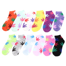 Load image into Gallery viewer, 12-Pack Multi-Color Leaves Women's Ankle Socks