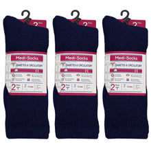Load image into Gallery viewer, Falari Women Diabetic Socks Diabetes Edema and Circulatory Loose Fitting Cotton Crew Socks - 6 Pairs Navy