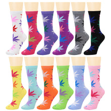 Load image into Gallery viewer, 12-Pack Women's Crew Socks Leaves