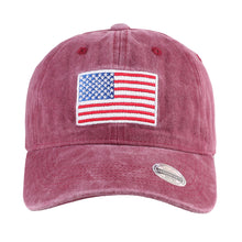Load image into Gallery viewer, USA Flag Embroidered Baseball Cap - Burgundy