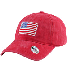 Load image into Gallery viewer, USA Flag Embroidered Baseball Cap - Red