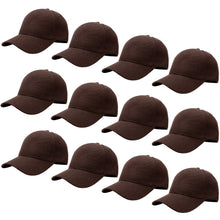 Load image into Gallery viewer, 12-Pack Baseball Dad Cap Velcro Strap Adjustable Size - Brown