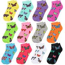 Load image into Gallery viewer, 12-Pack Butterfly Women's Ankle Socks