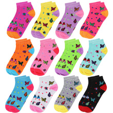 Load image into Gallery viewer, 12-Pack Butterfly Women's Ankle Socks