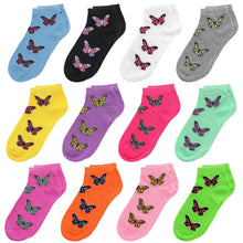 Load image into Gallery viewer, 12-Pack Butterfly Women's Ankle Socks