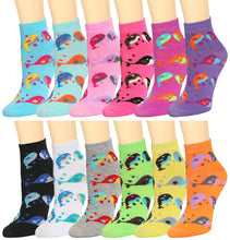 Load image into Gallery viewer, 12-Pack Whale Women's Ankle Socks