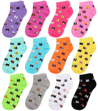 Load image into Gallery viewer, 12-Pack Cat Women's Ankle Socks
