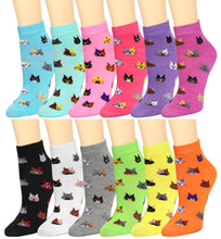 Load image into Gallery viewer, 12-Pack Cat Women's Ankle Socks