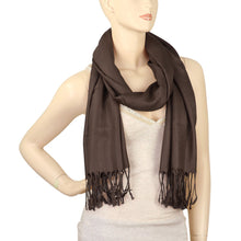 Load image into Gallery viewer, Women&#39;s Soft Solid Color Pashmina Shawl Wrap Scarf - Dark Brown