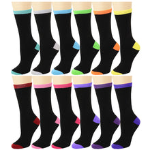 Load image into Gallery viewer, 12-Pack Women's Crew Socks - Two Tone
