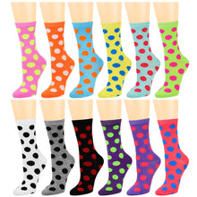 Load image into Gallery viewer, 12-Pack Women's Crew Socks Polka Dots