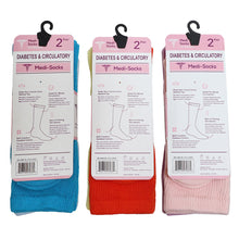Load image into Gallery viewer, Falari Women Diabetic Socks Diabetes Edema and Circulatory Loose Fitting Cotton Crew Socks - 6 Pairs Assorted
