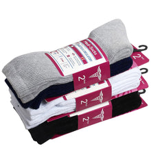 Load image into Gallery viewer, Falari Women Diabetic Socks Diabetes Edema and Circulatory Loose Fitting Cotton Crew Socks - 6 Pairs BK/GY/NY/WT