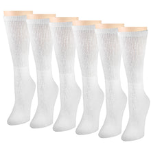 Load image into Gallery viewer, Falari Women Diabetic Socks Diabetes Edema and Circulatory Loose Fitting Cotton Crew Socks - 6 Pairs White