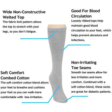 Load image into Gallery viewer, Falari Women Diabetic Socks Diabetes Edema and Circulatory Loose Fitting Cotton Crew Socks - 6 Pairs Gray