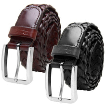 Load image into Gallery viewer, Men's Leather Braided Belt Stainless Steel Buckle 35mm