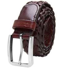 Load image into Gallery viewer, Men's Leather Braided Belt Stainless Steel Buckle 35mm